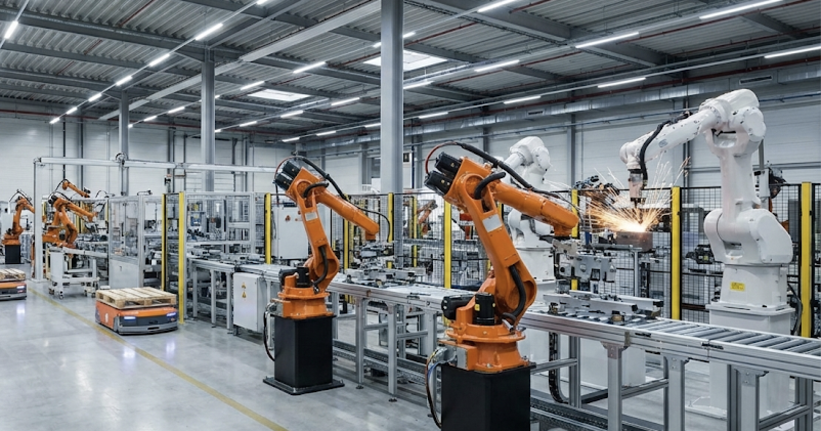 Robotics systems operating on a modern industrial floor